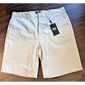 Frye Men's Casual  9" Cotton Chino Shorts 5-Pockets Beige Rainy Day 34
